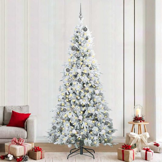 Artificial Hinged Christmas Tree White 240 cm PE and PVC