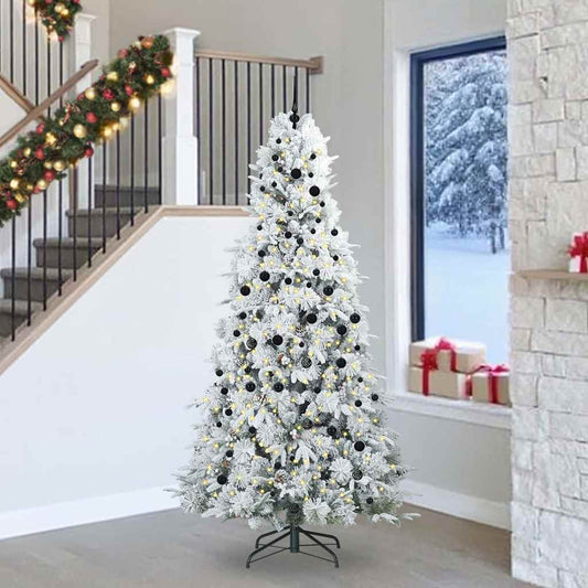 Artificial Hinged Christmas Tree White 240 cm PE and PVC