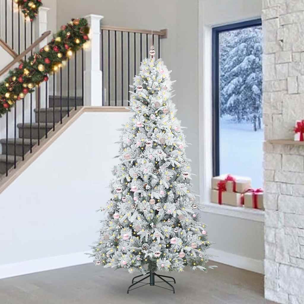 Artificial Hinged Christmas Tree White 240 cm PE and PVC
