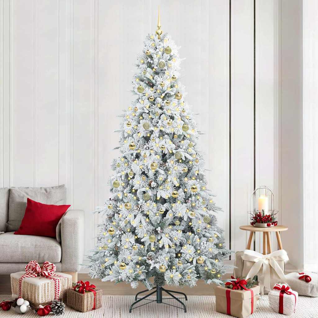 Artificial Hinged Christmas Tree White 240 cm PE and PVC
