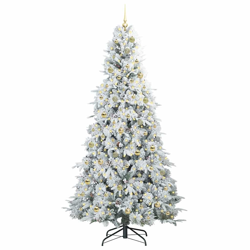 Artificial Hinged Christmas Tree White 240 cm PE and PVC
