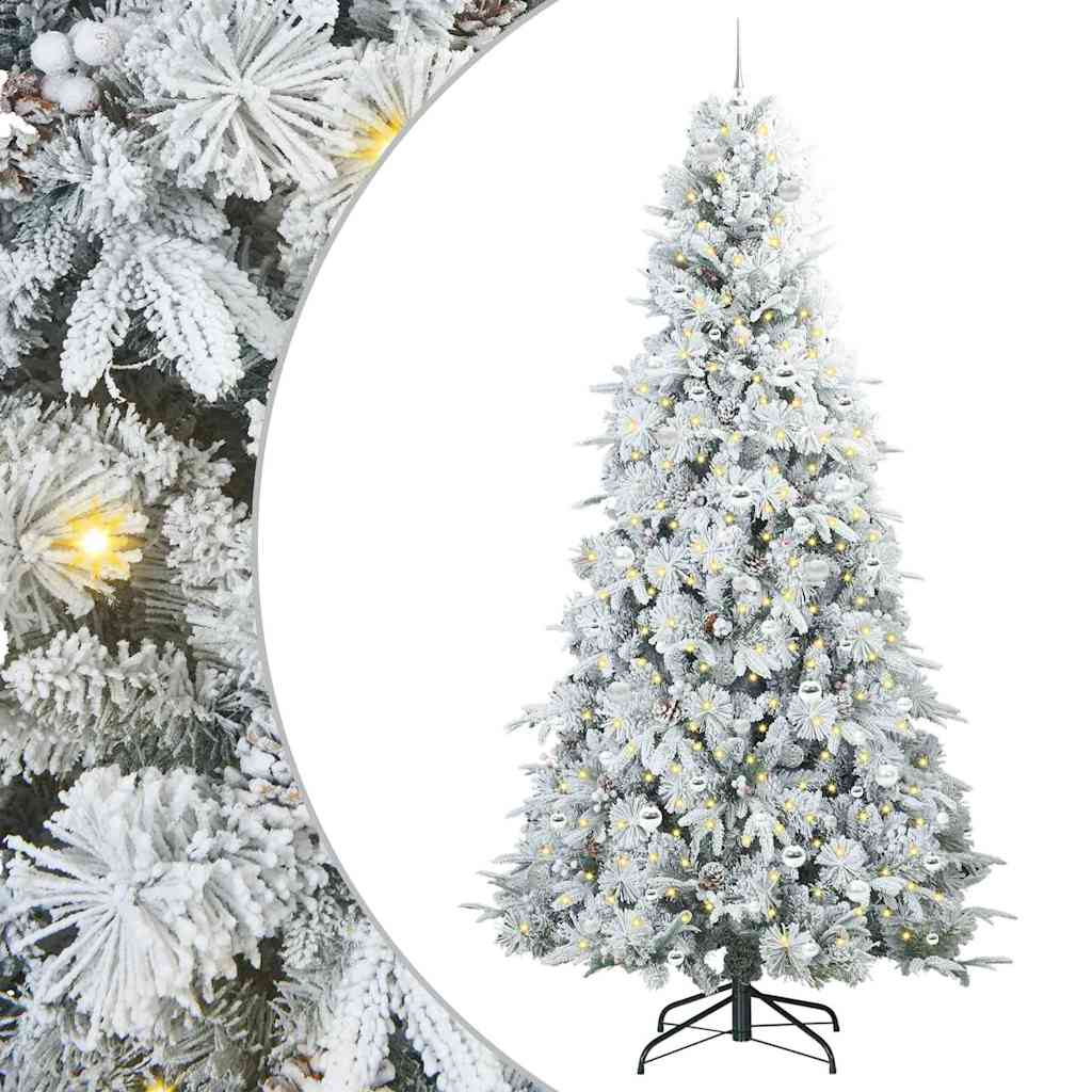 Artificial Hinged Christmas Tree Green and white 240 cm