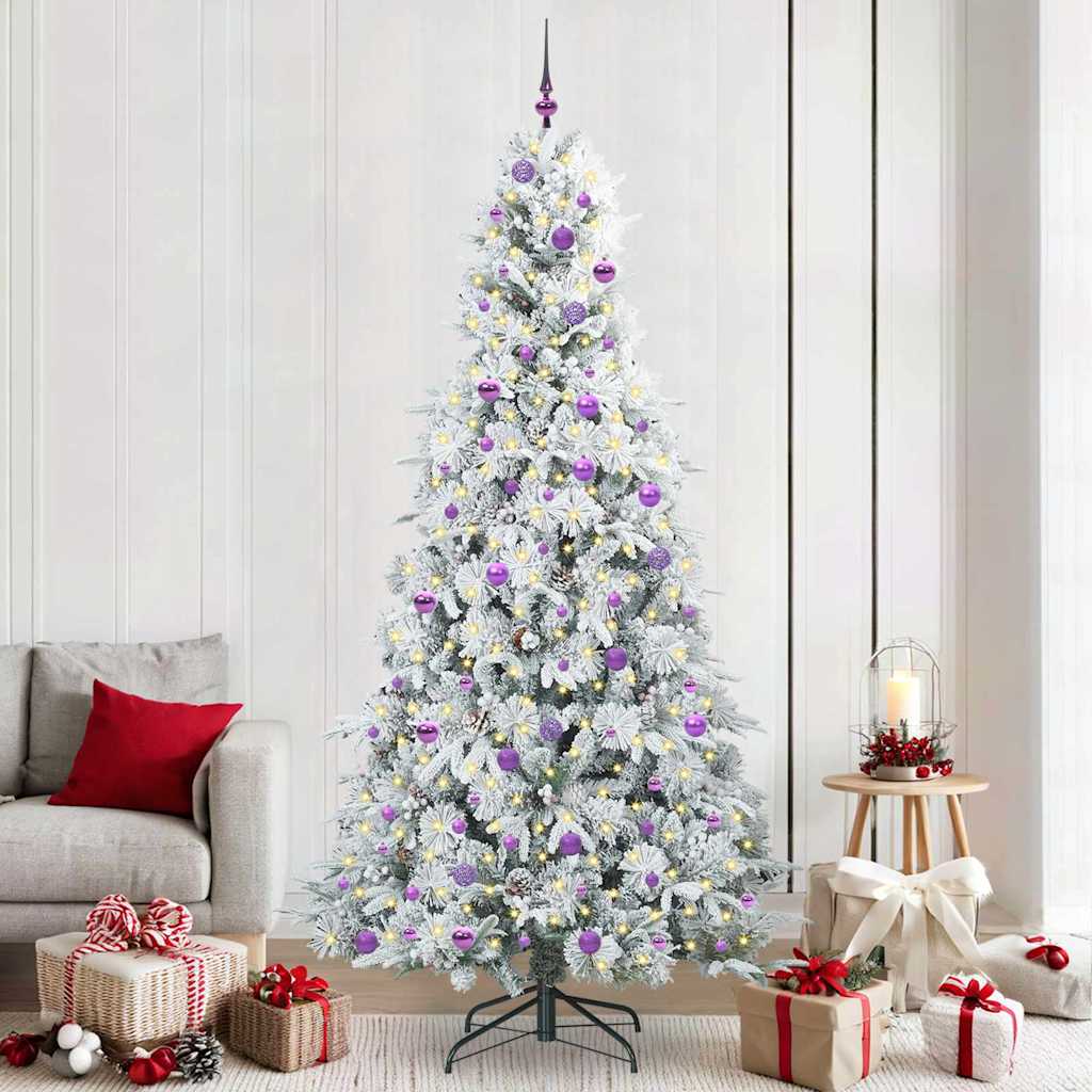 Artificial Hinged Christmas Tree White 240 cm PE and PVC