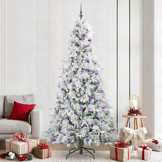 Artificial Hinged Christmas Tree White 240 cm PE and PVC