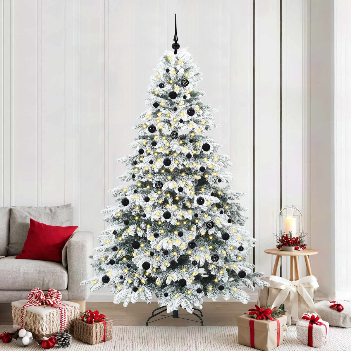 Artificial Christmas Tree with 300 LEDs White 210 cm PE and PVC