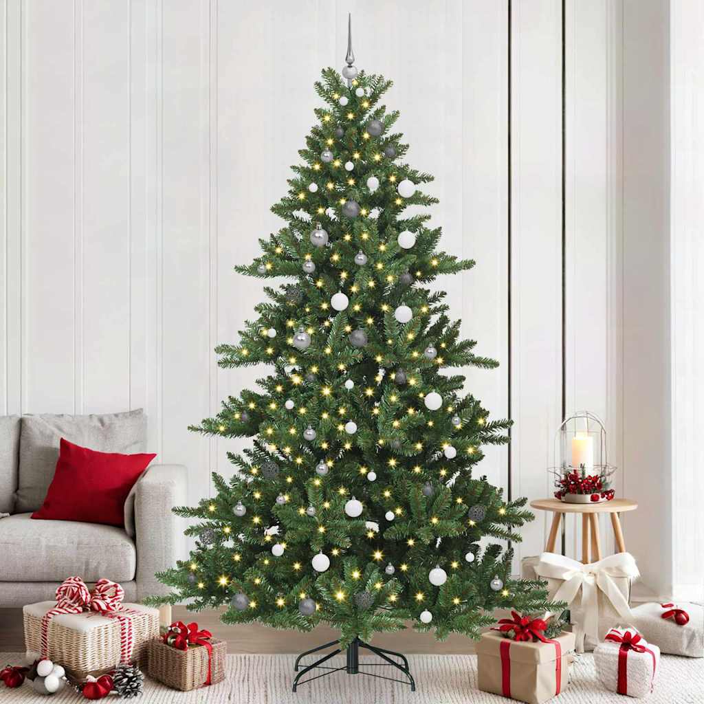 Artificial Hinged Christmas Tree Green 240 cm PVC and Steel