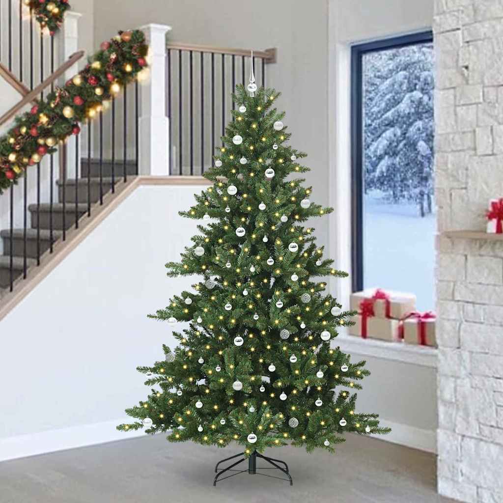 Artificial Hinged Christmas Tree Green 240 cm PVC and Steel