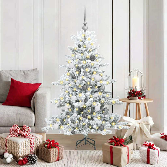 Artificial Hinged Christmas Tree White 150 cm PVC and Steel