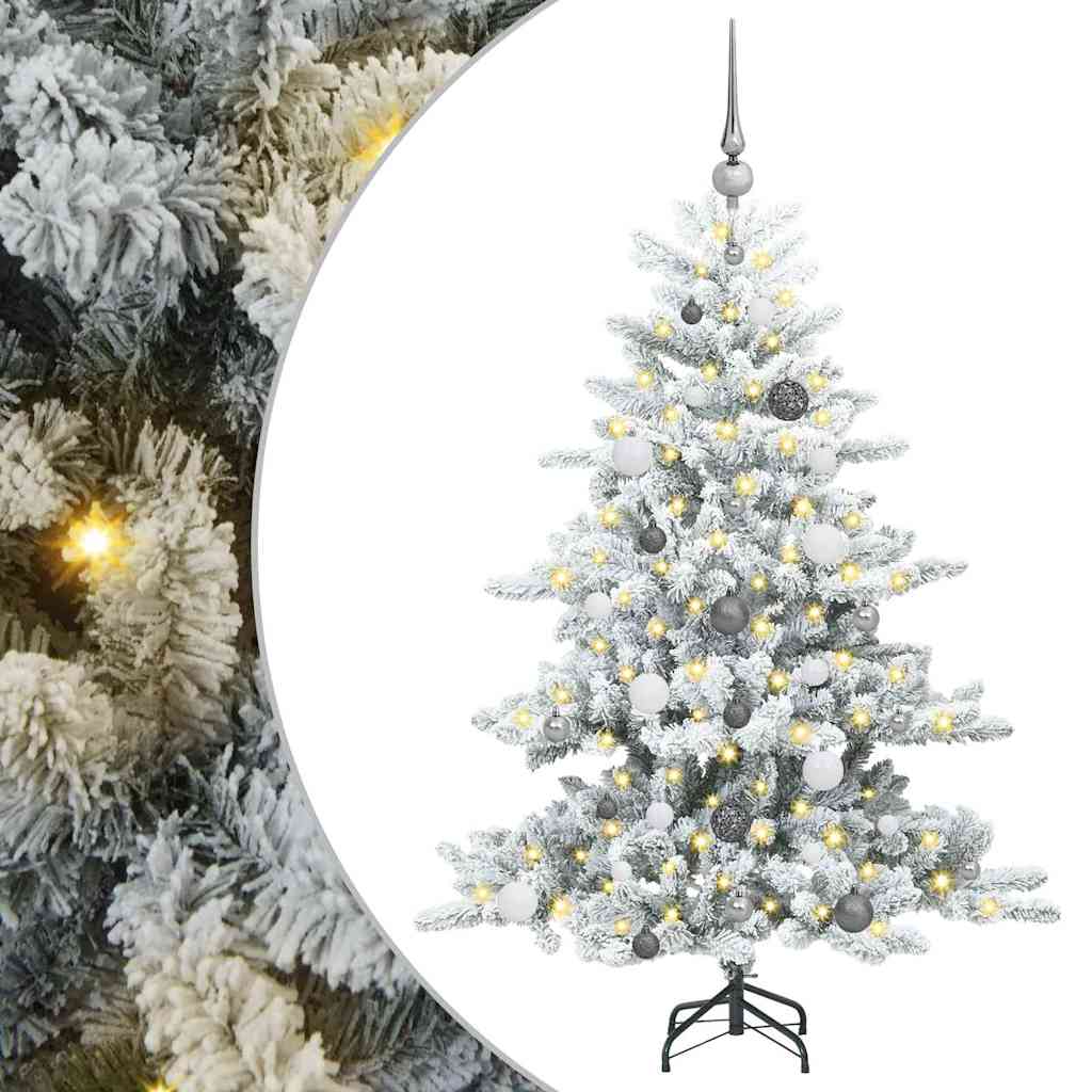 Artificial Hinged Christmas Tree White 150 cm PVC and Steel