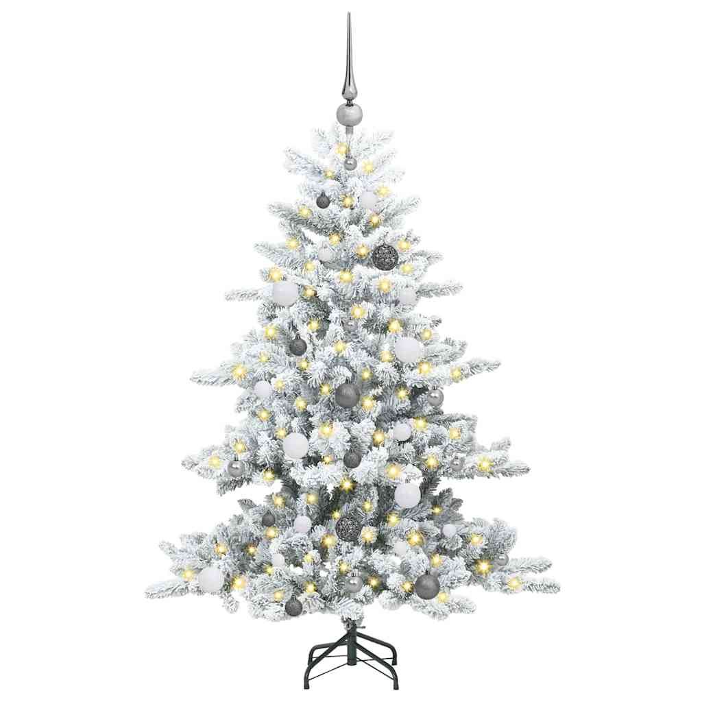 Artificial Hinged Christmas Tree White 150 cm PVC and Steel
