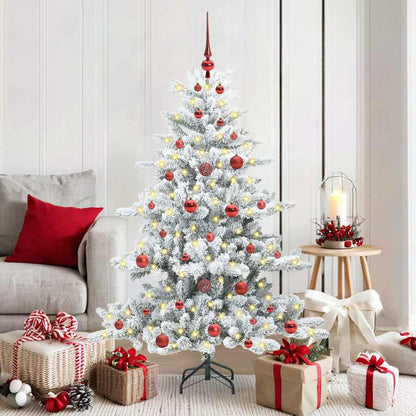 Artificial Hinged Christmas Tree White 150 cm PVC and Steel