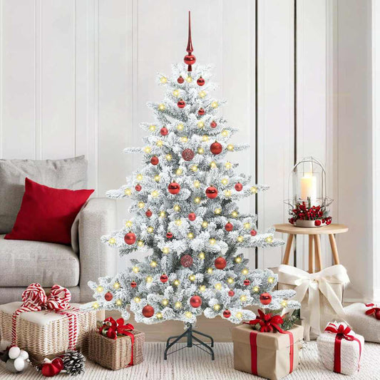 Artificial Hinged Christmas Tree White 150 cm PVC and Steel