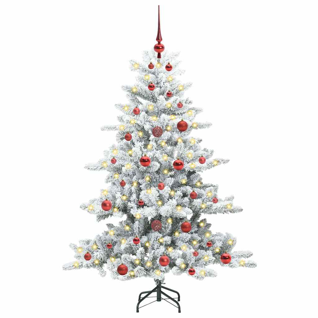Artificial Hinged Christmas Tree White 150 cm PVC and Steel