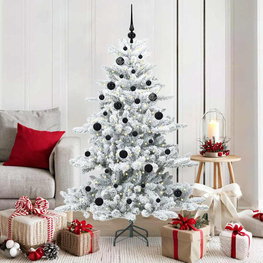 Artificial Hinged Christmas Tree White 150 cm PVC and Steel