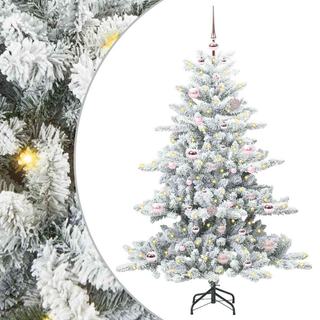 Artificial Hinged Christmas Tree White 150 cm PVC and Steel