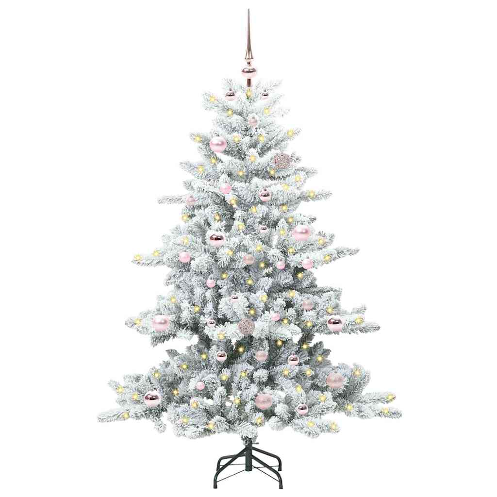 Artificial Hinged Christmas Tree White 150 cm PVC and Steel