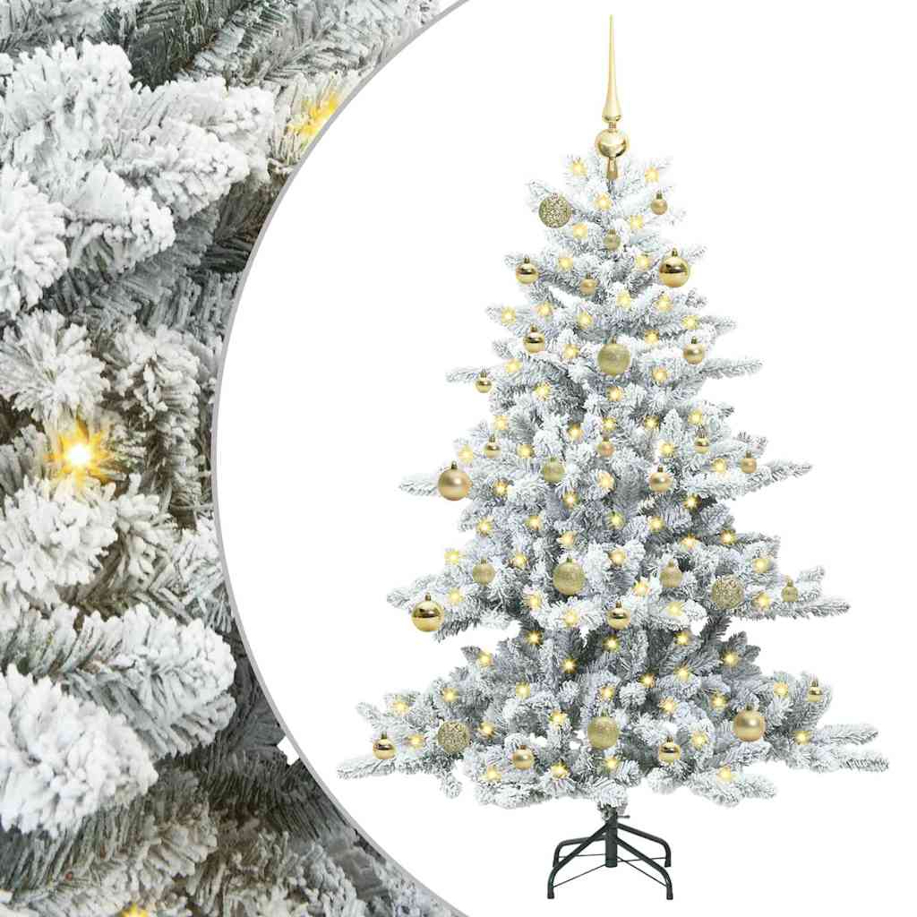 Artificial Hinged Christmas Tree White 150 cm PVC and Steel