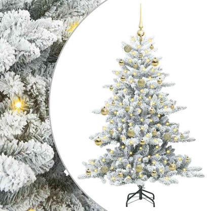 Artificial Hinged Christmas Tree White 150 cm PVC and Steel
