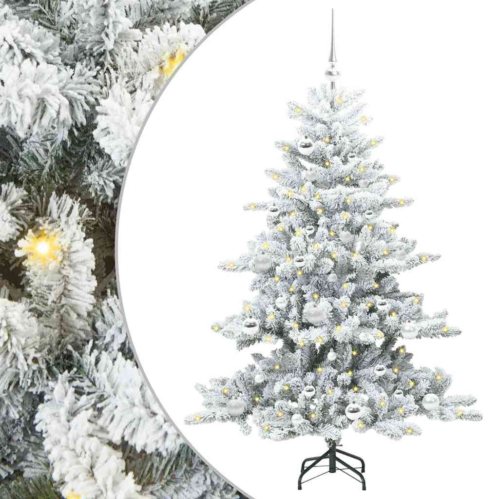 Artificial Hinged Christmas Tree White 150 cm PVC and Steel