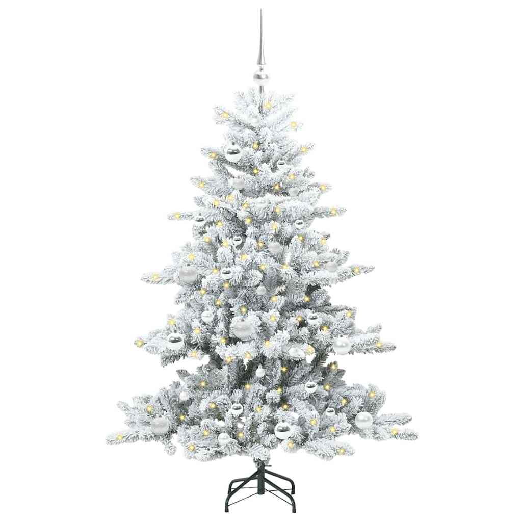 Artificial Hinged Christmas Tree White 150 cm PVC and Steel