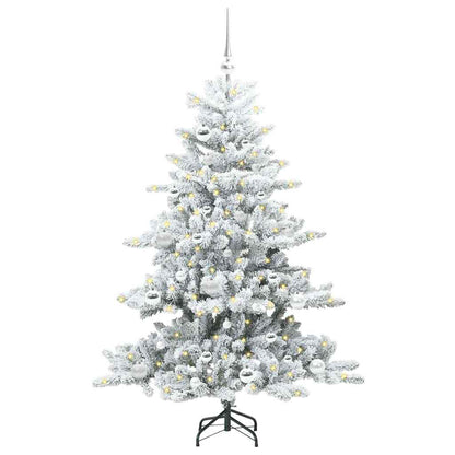 Artificial Hinged Christmas Tree White 150 cm PVC and Steel