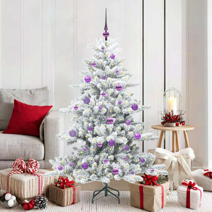Artificial Hinged Christmas Tree White 150 cm PVC and Steel