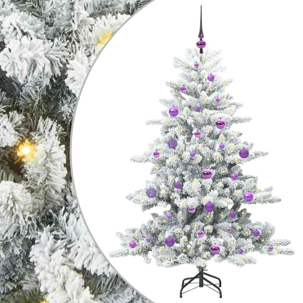 Artificial Hinged Christmas Tree White 150 cm PVC and Steel
