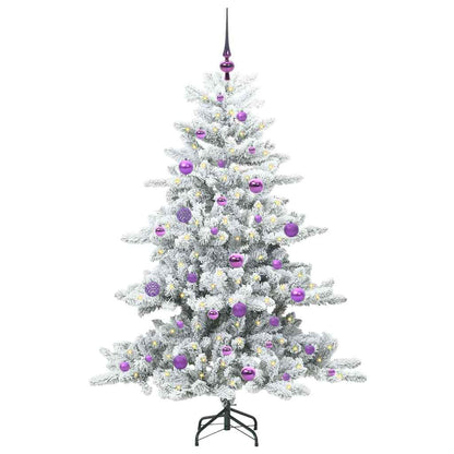 Artificial Hinged Christmas Tree White 150 cm PVC and Steel
