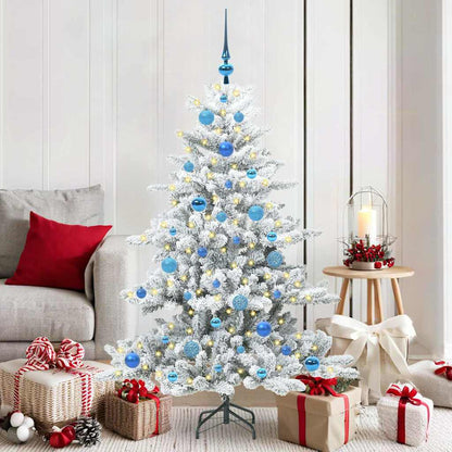 Artificial Hinged Christmas Tree White 150 cm PVC and Steel