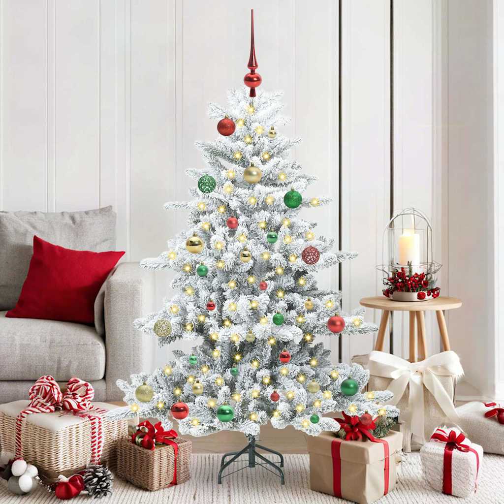 Artificial Hinged Christmas Tree White 150 cm PVC and Steel
