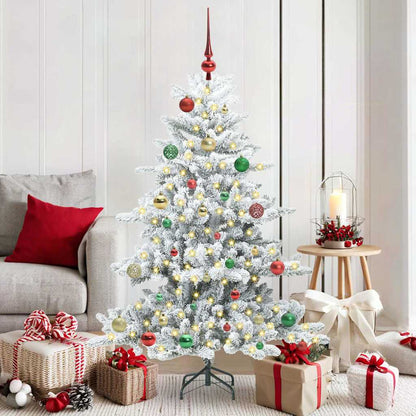 Artificial Hinged Christmas Tree White 150 cm PVC and Steel