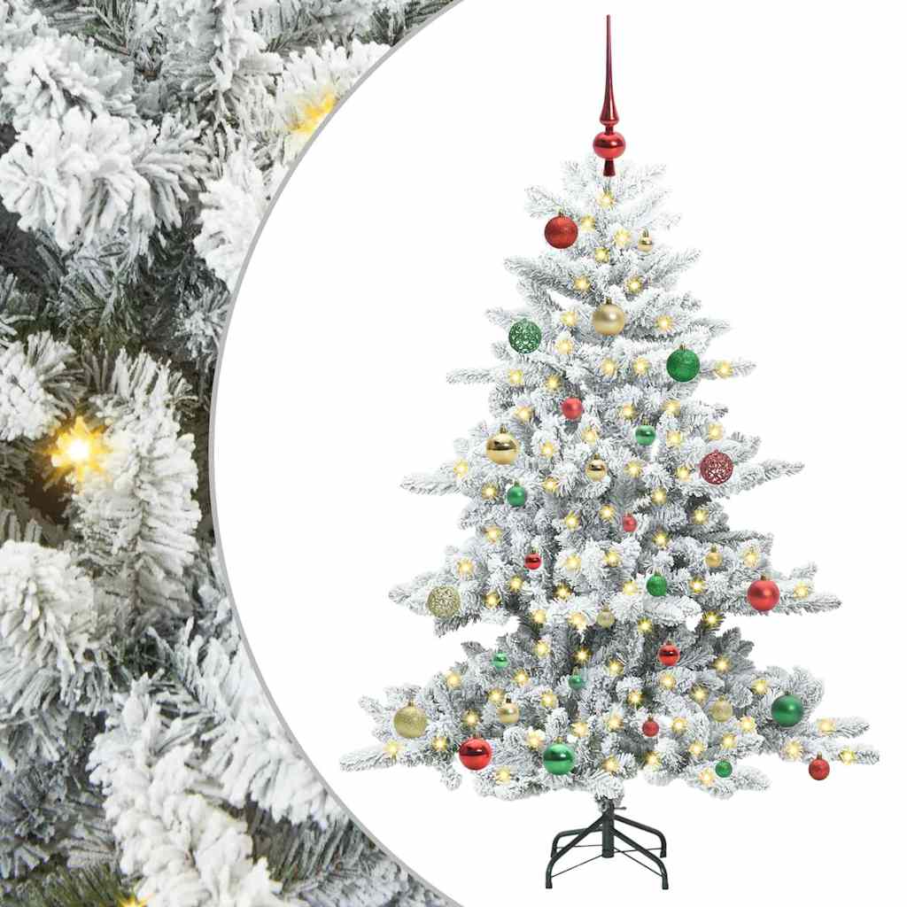 Artificial Hinged Christmas Tree White 150 cm PVC and Steel