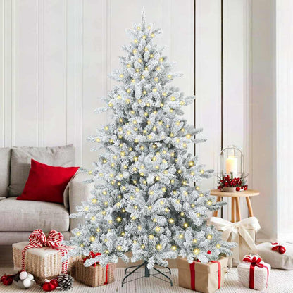 Artificial Hinged Christmas Tree White 180 cm PVC and Steel