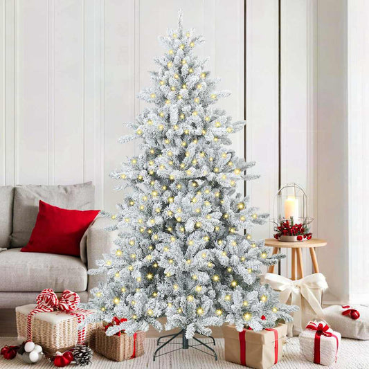 Artificial Hinged Christmas Tree White 180 cm PVC and Steel