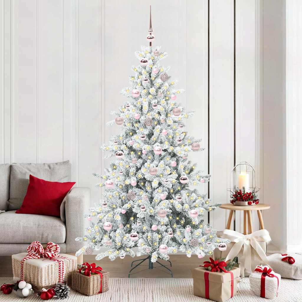 Artificial Hinged Christmas Tree White 180 cm PVC and Steel