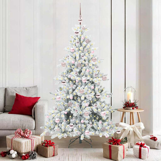 Artificial Hinged Christmas Tree White 180 cm PVC and Steel