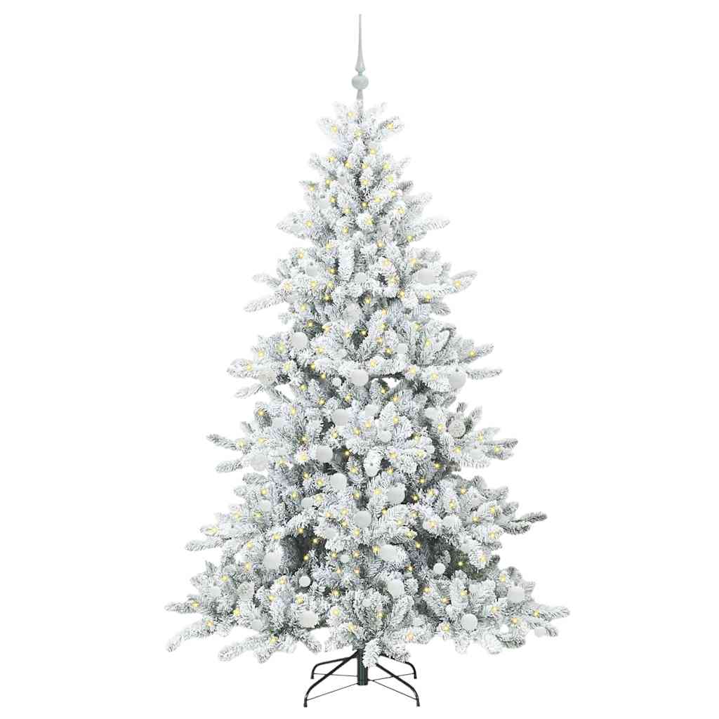 Artificial Hinged Christmas Tree White 180 cm PVC and Steel