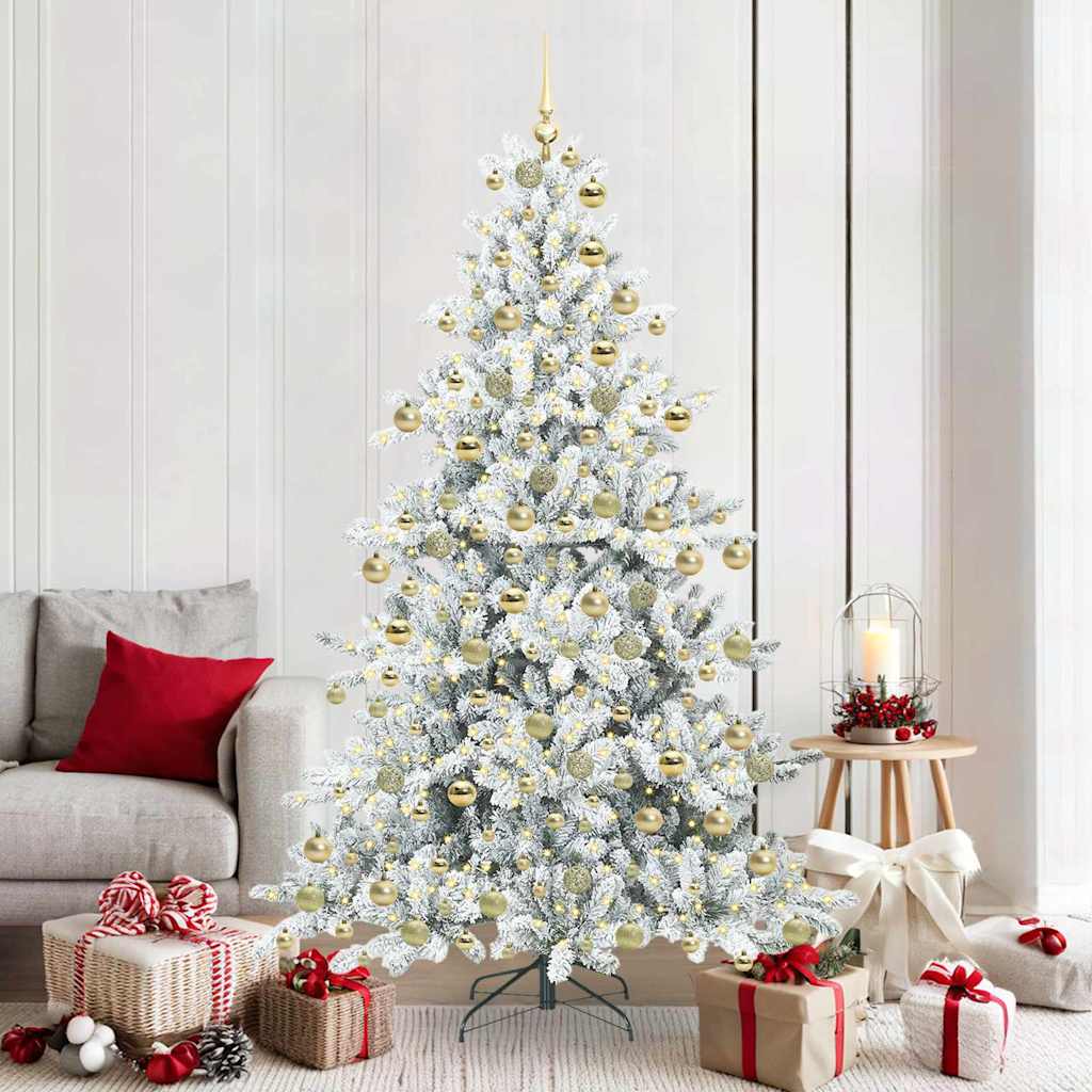 Artificial Hinged Christmas Tree White 180 cm PVC and Steel