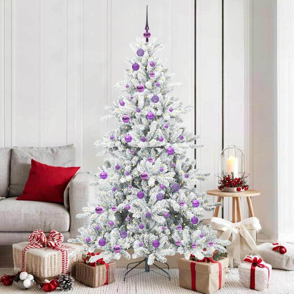 Artificial Hinged Christmas Tree White 180 cm PVC and Steel