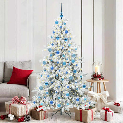 Artificial Hinged Christmas Tree White 180 cm PVC and Steel