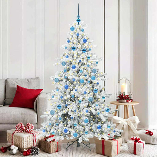 Artificial Hinged Christmas Tree White 180 cm PVC and Steel