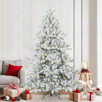 Artificial Hinged Christmas Tree White 210 cm PVC and Steel