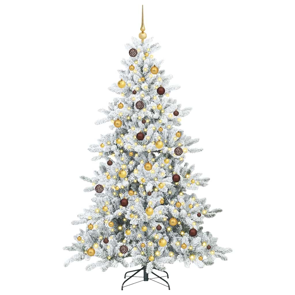 Artificial Hinged Christmas Tree White 210 cm PVC and Steel