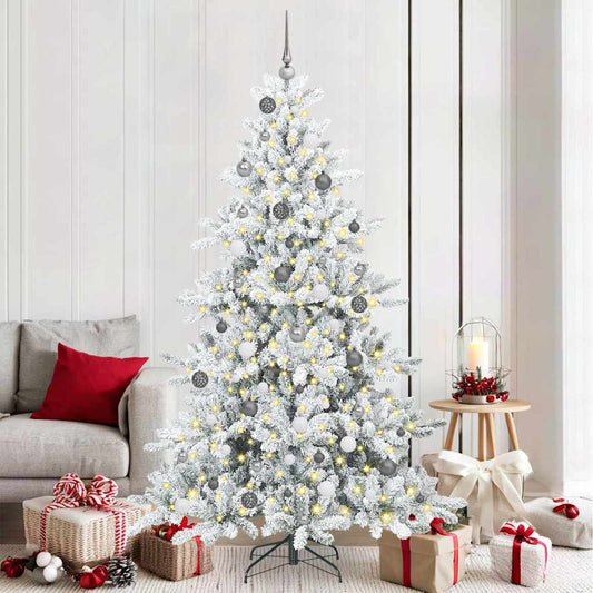 Artificial Hinged Christmas Tree White 210 cm PVC and Steel