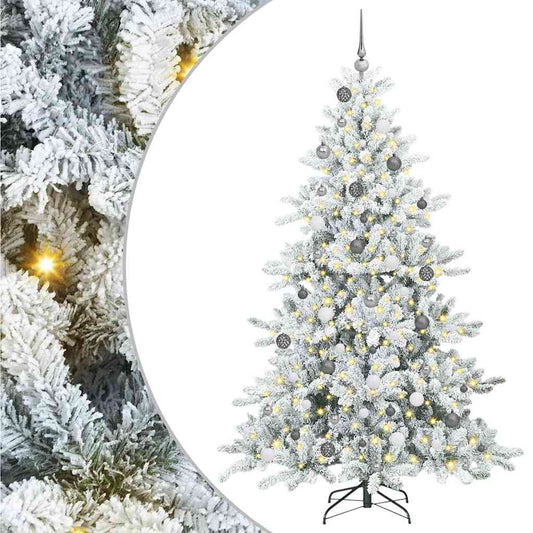 Artificial Hinged Christmas Tree White 210 cm PVC and Steel