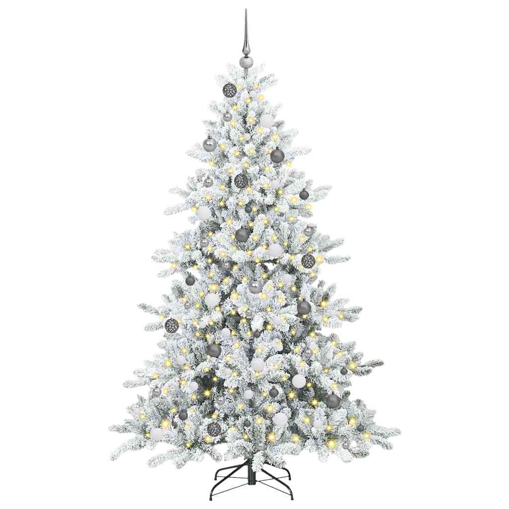 Artificial Hinged Christmas Tree White 210 cm PVC and Steel