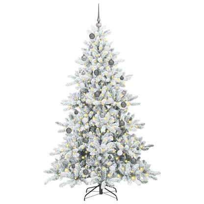 Artificial Hinged Christmas Tree White 210 cm PVC and Steel