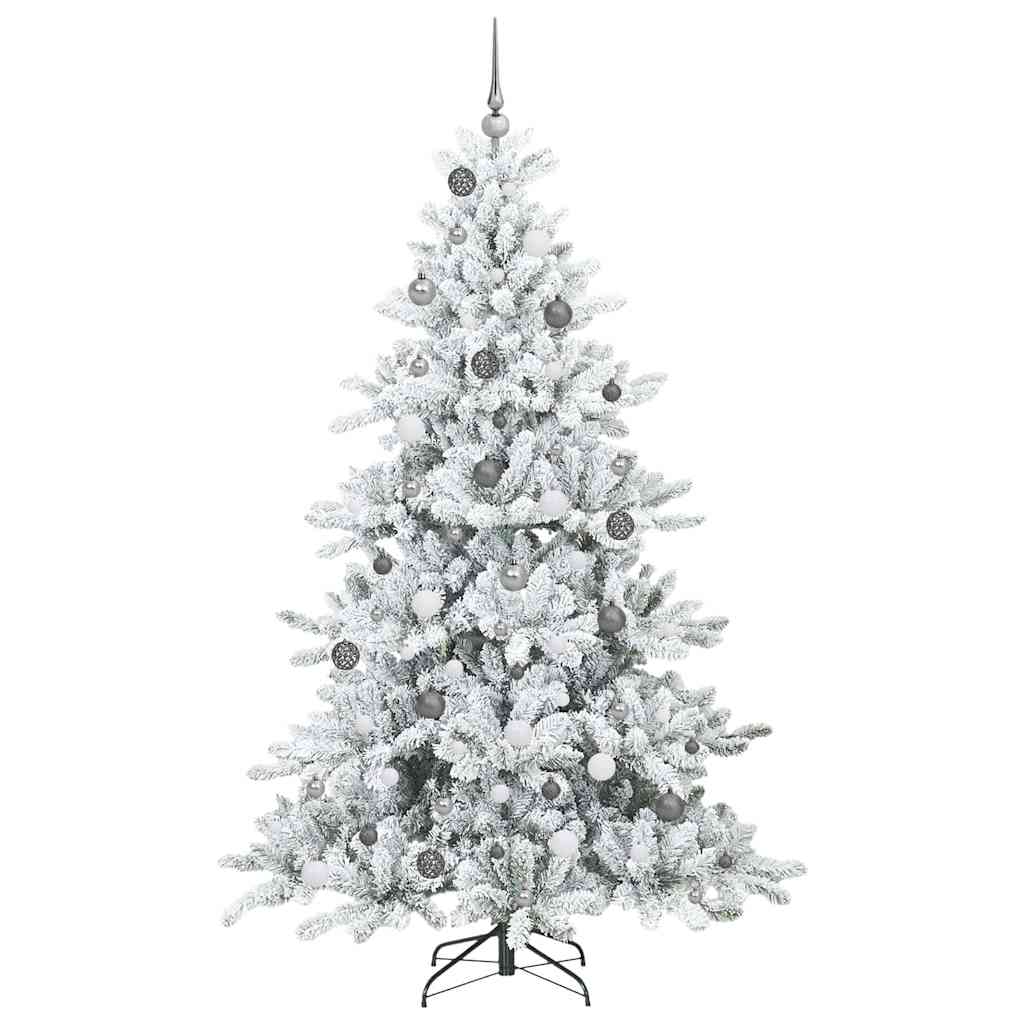 Artificial Hinged Christmas Tree White 210 cm PVC and Steel