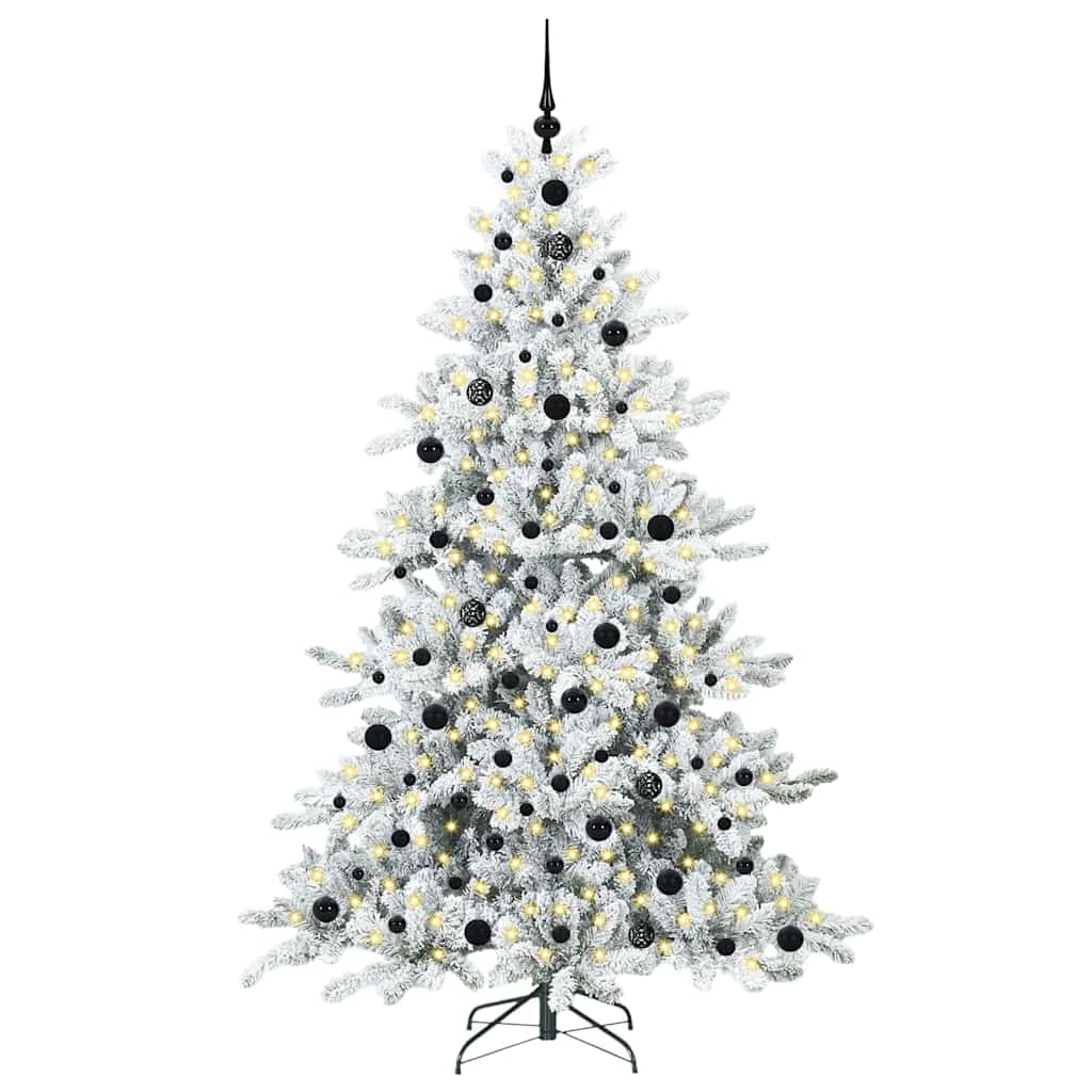 Artificial Hinged Christmas Tree White 210 cm PVC and Steel