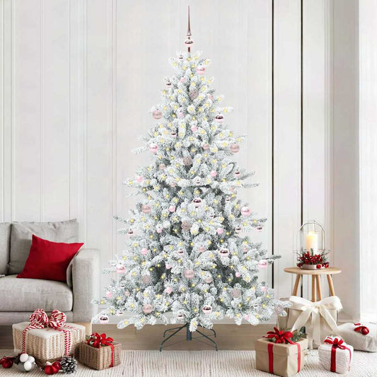 Artificial Hinged Christmas Tree White 210 cm PVC and Steel